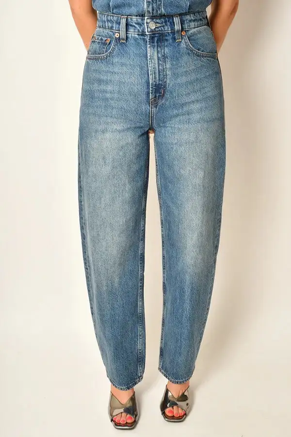 Denim Sleeveless Barrel Leg Jumpsuit