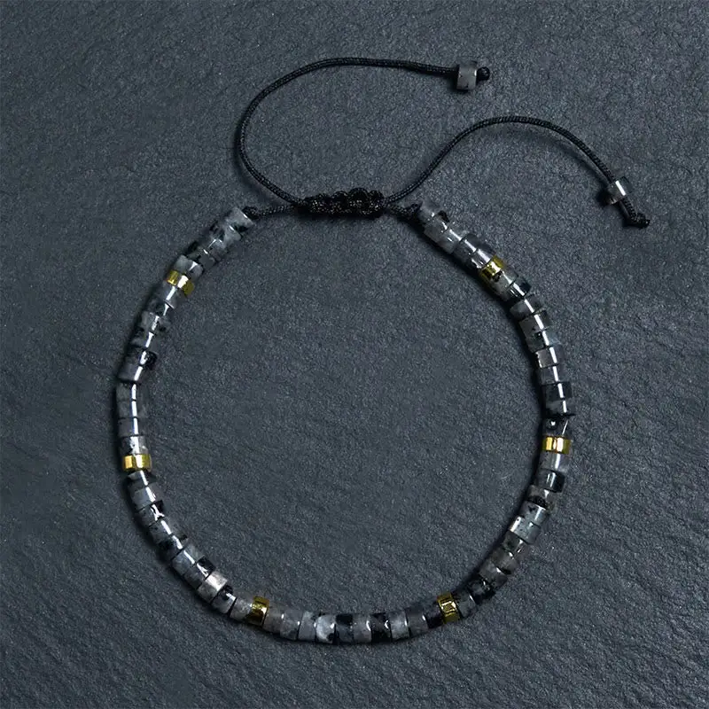 Natural Glitter Stone Spacer Bead Bracelet