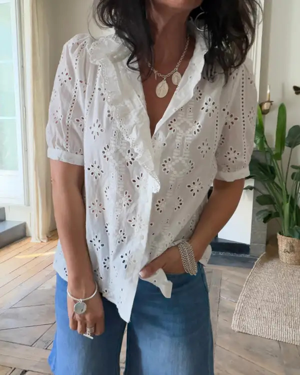 Statement Cotton Embroidered Blouse