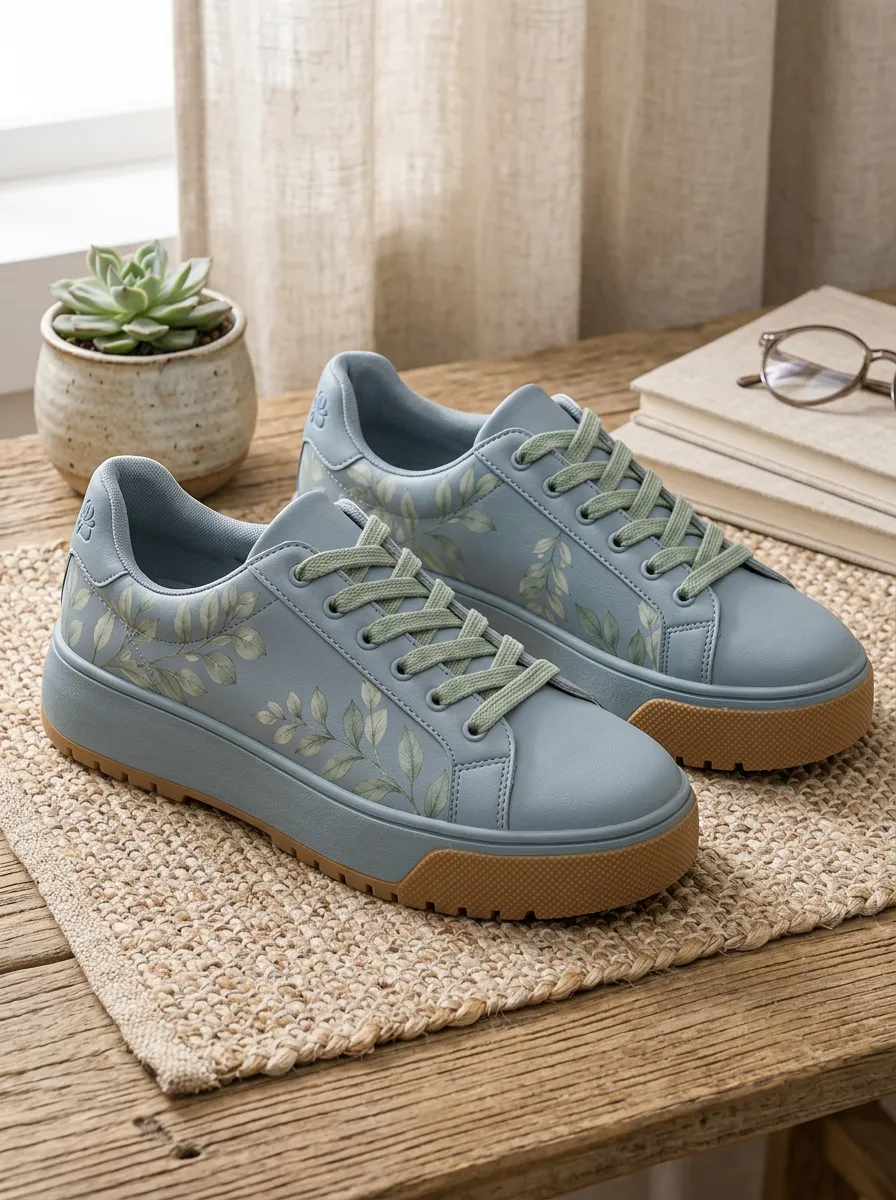 Women's Botanical Nature Lover Leaf Street Skate Shoes