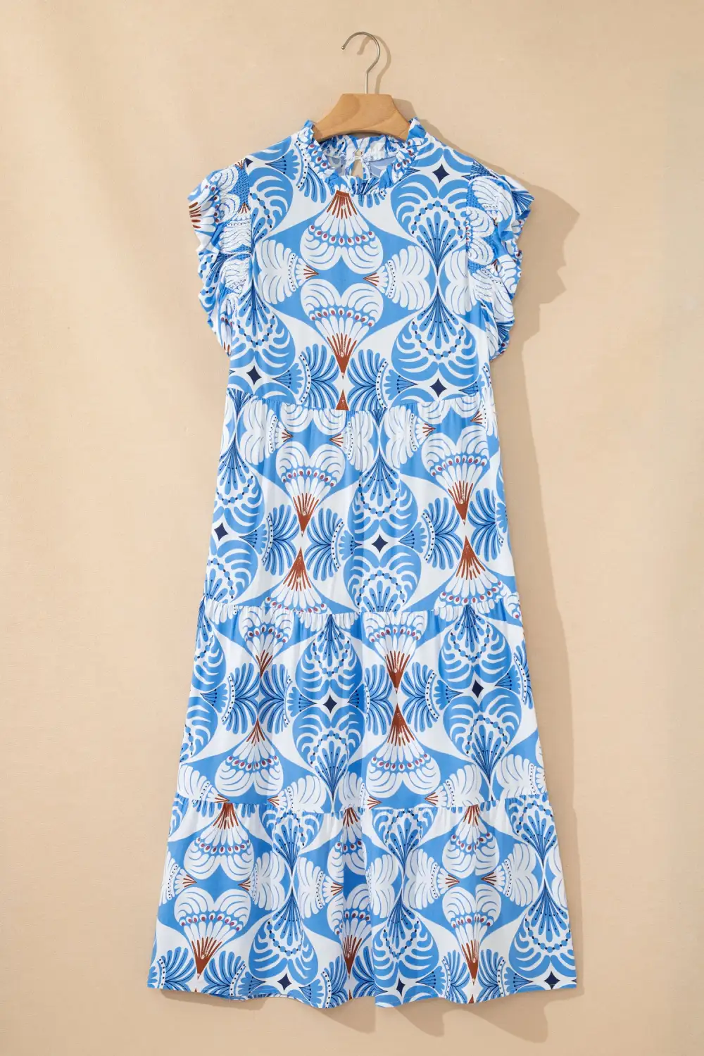 Soft Touch Printed Flutter Sleeve Dress