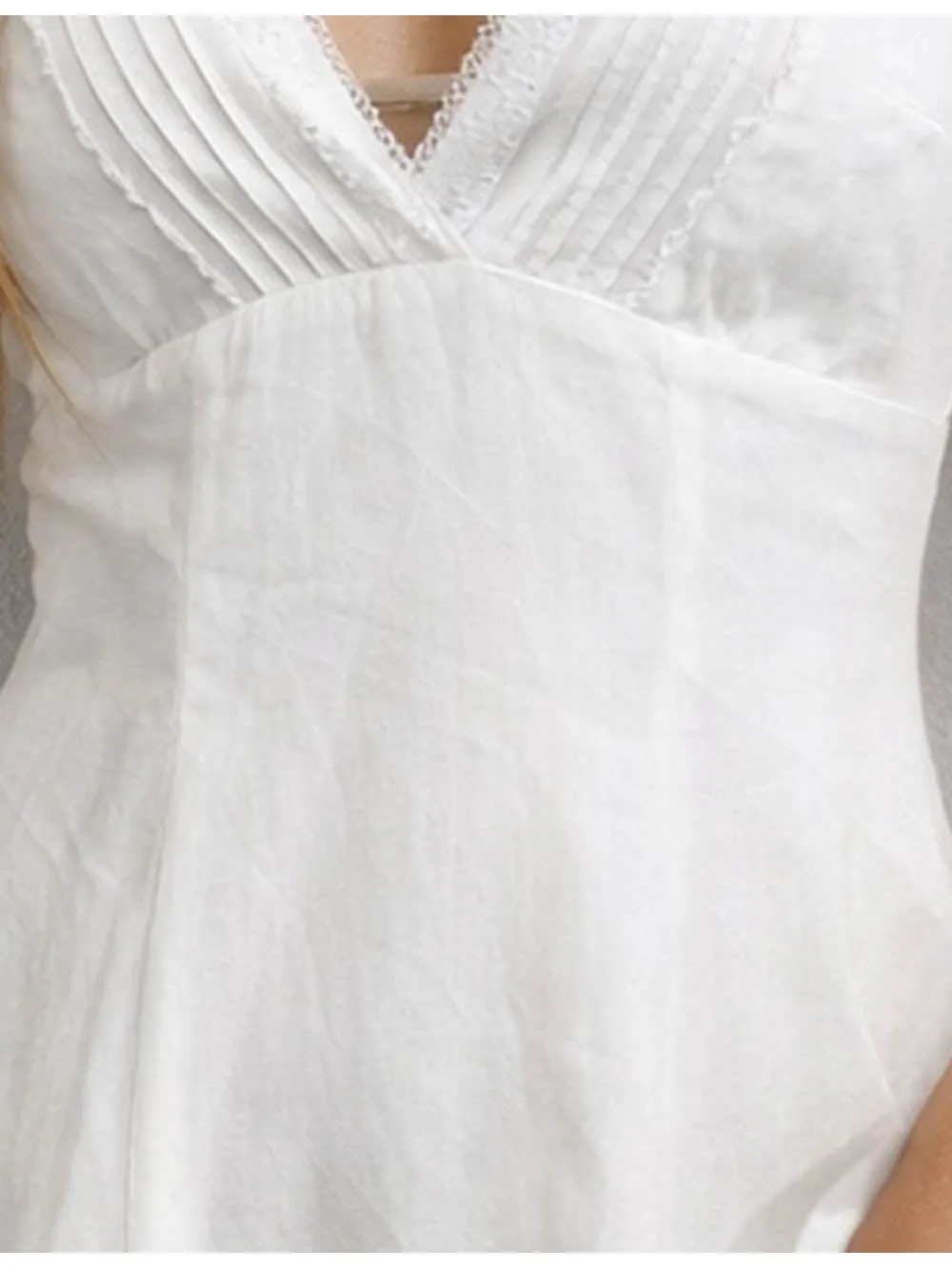 V Neck Lace Trim Short Sleeves Mini Dress