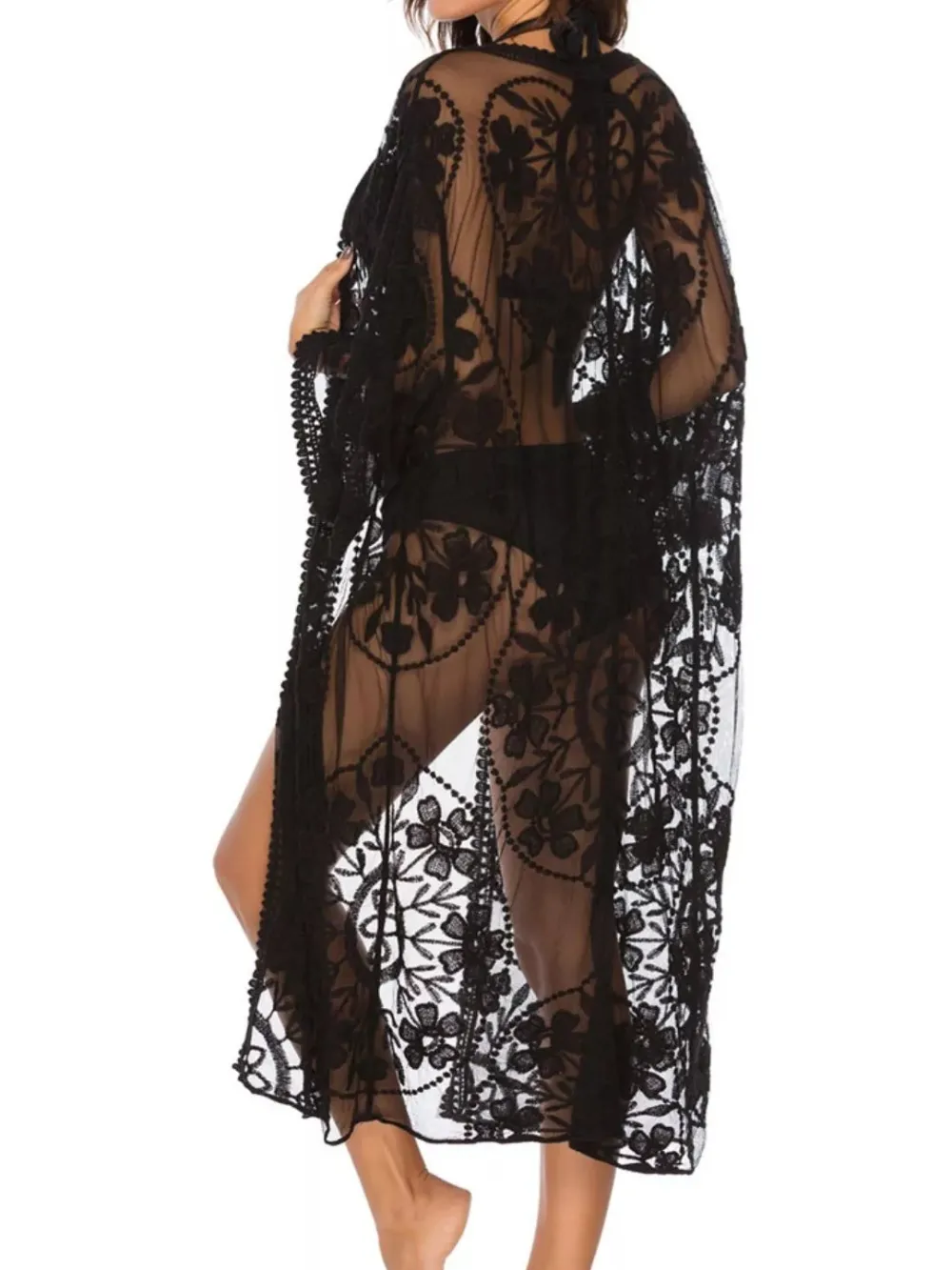 Floral Lace Sheer Kimono Cover-up