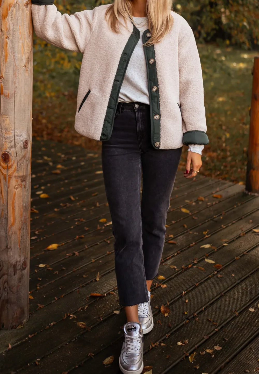 Contrast Panel Casual Coat