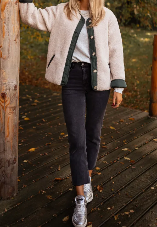 Contrast Panel Casual Coat