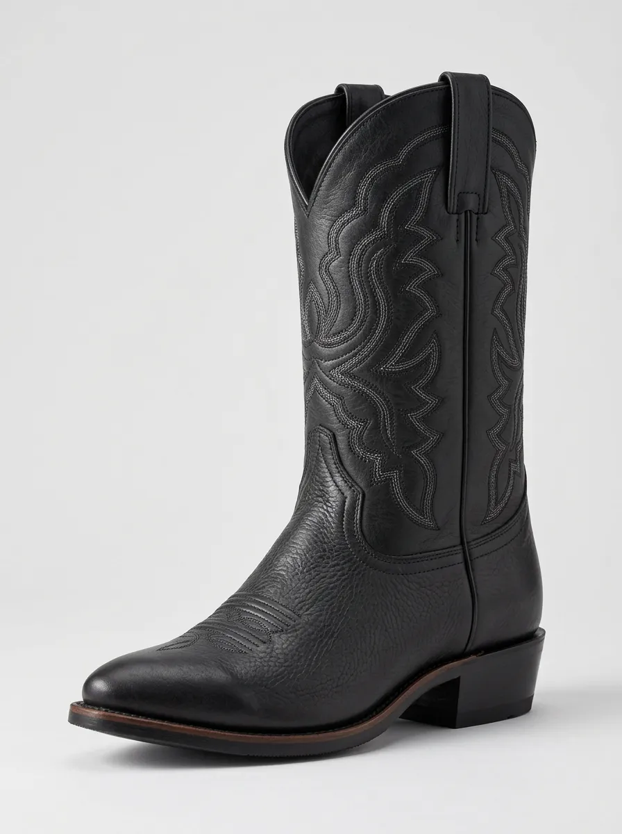 Men's Pointed-Toe Tonal-Stitch Mid-Calf Western Boots