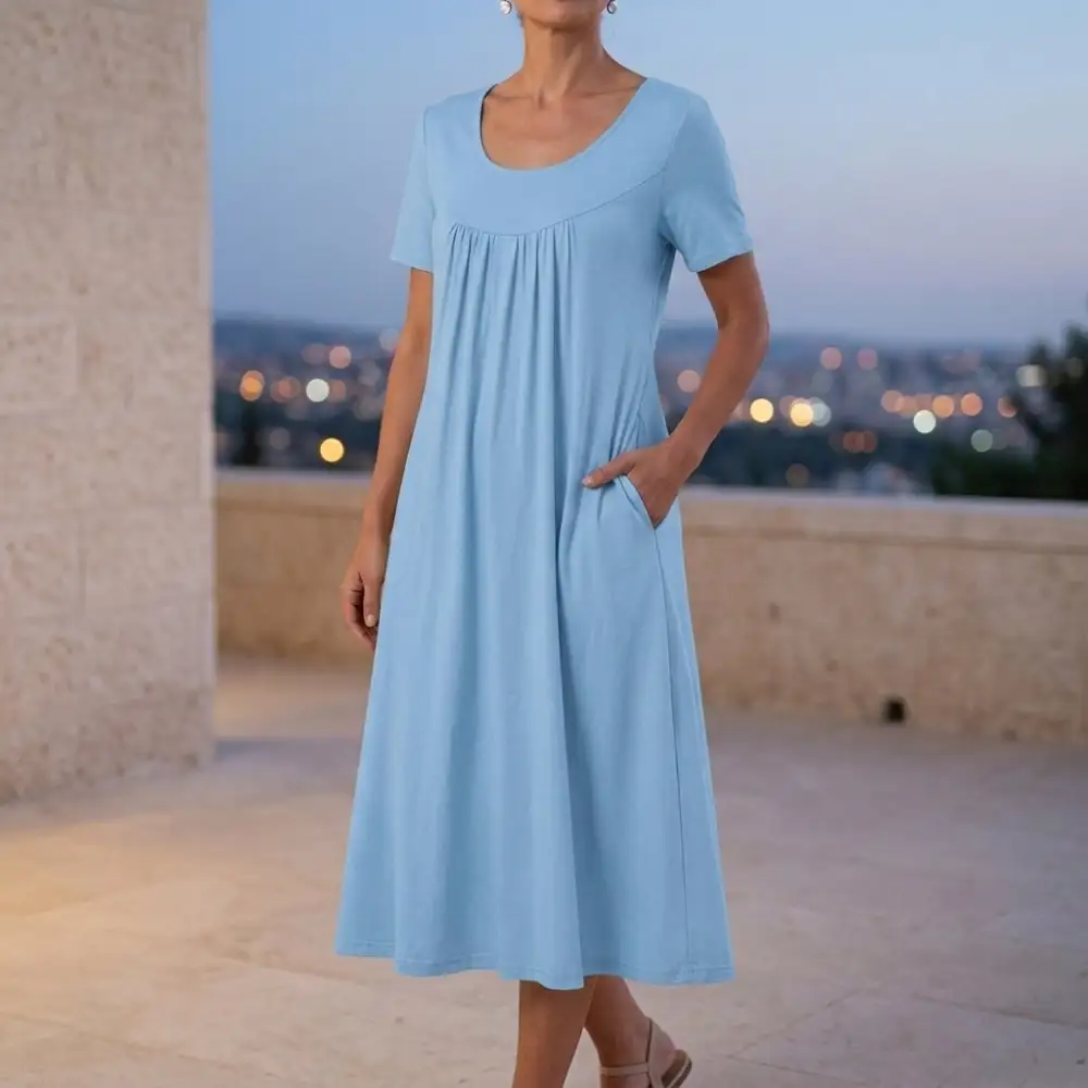 Scoop Neck Soft Casual Dress