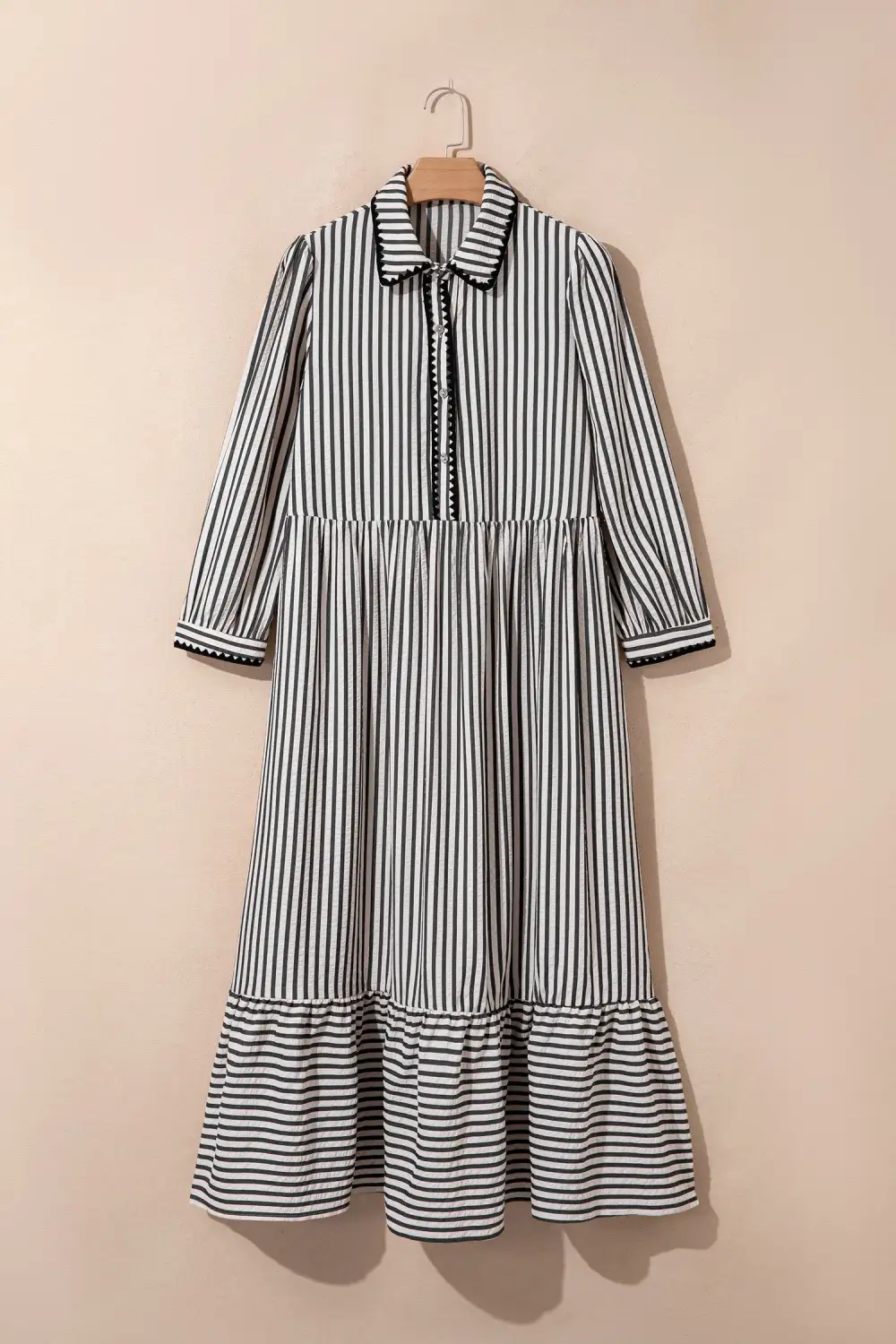 Striped Half Button Dress Casual