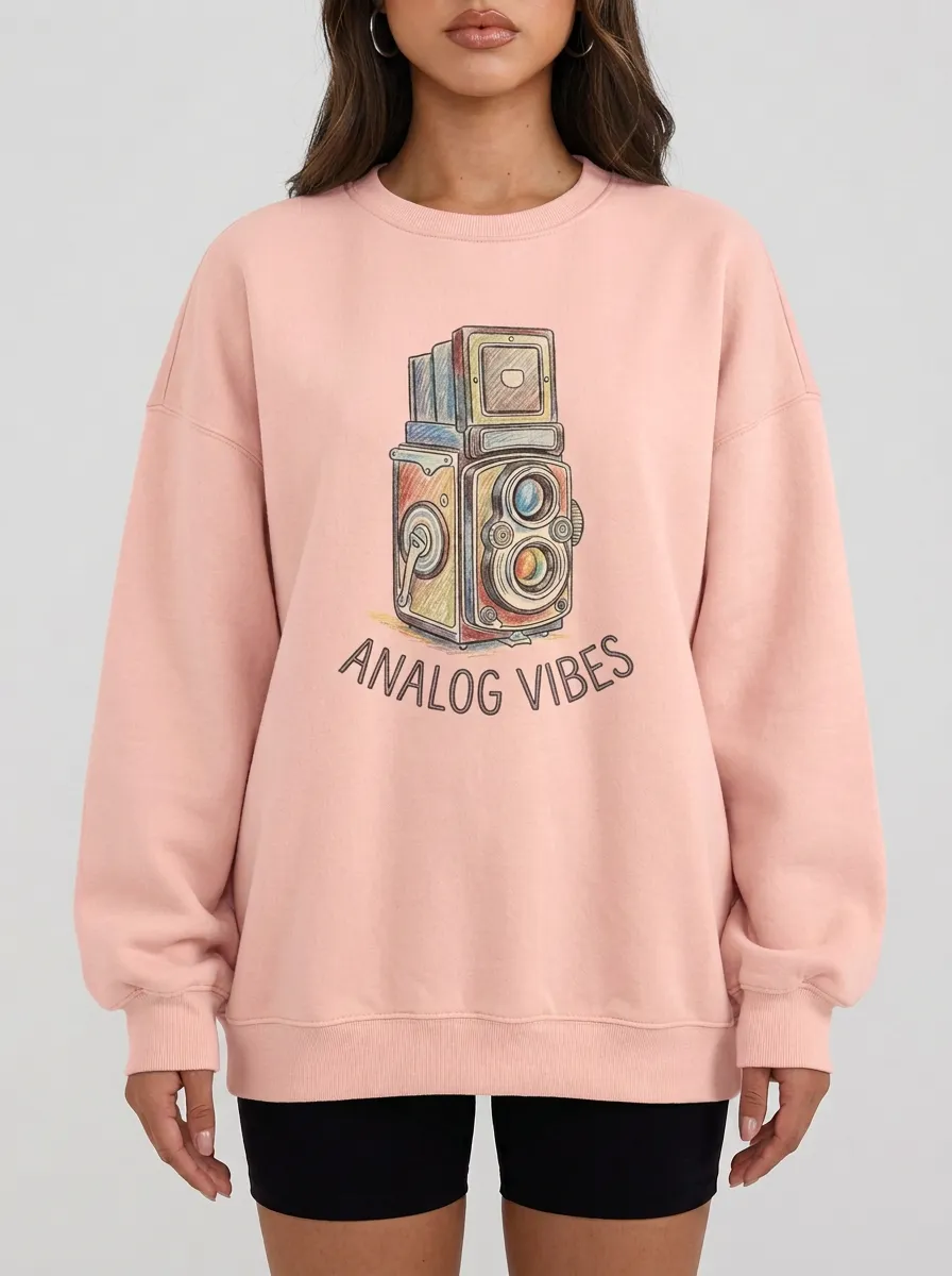 Women's Photographer Analog Vibes Vintage Camera Graphic Sweatshirt