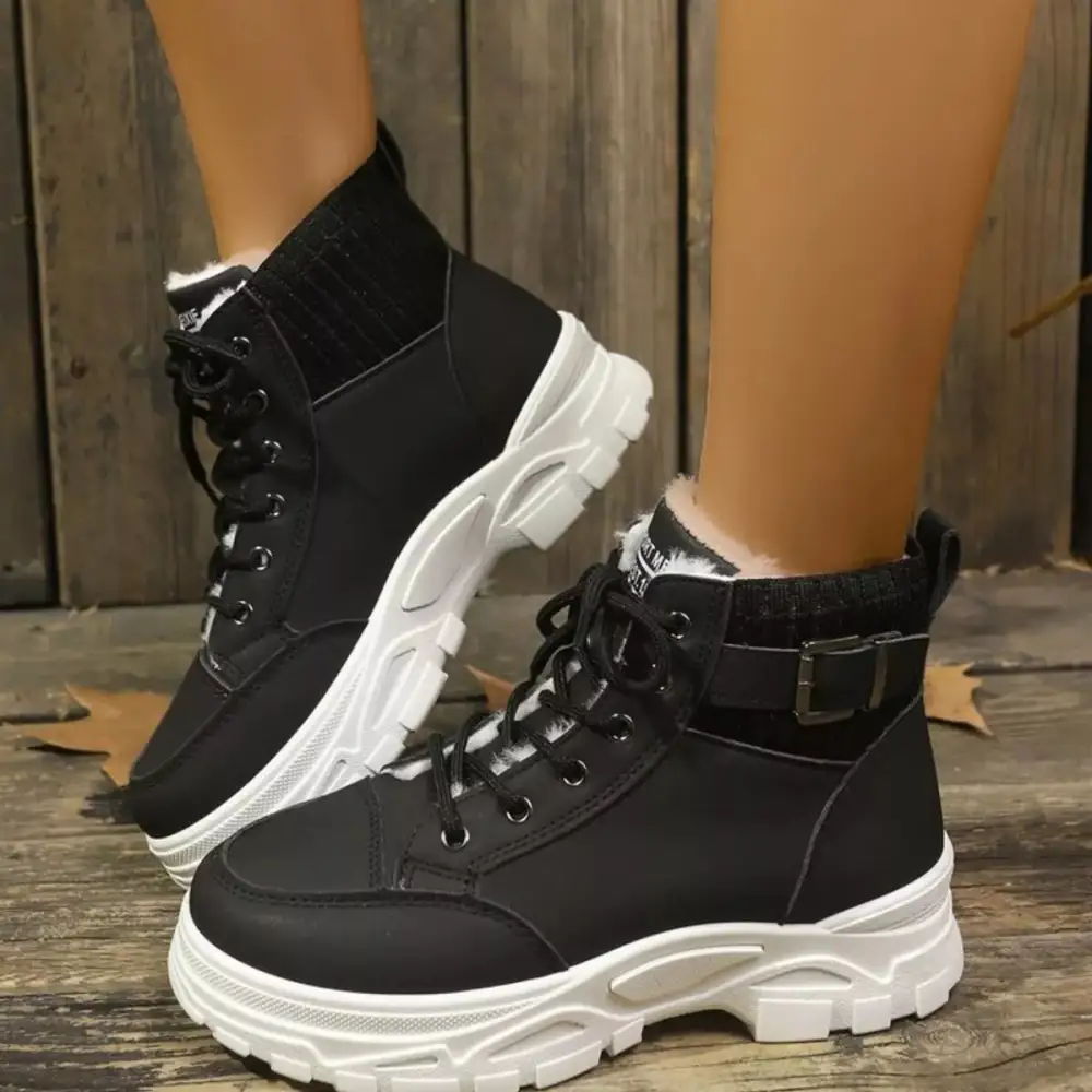 Plush Lining Lace-Up Boots