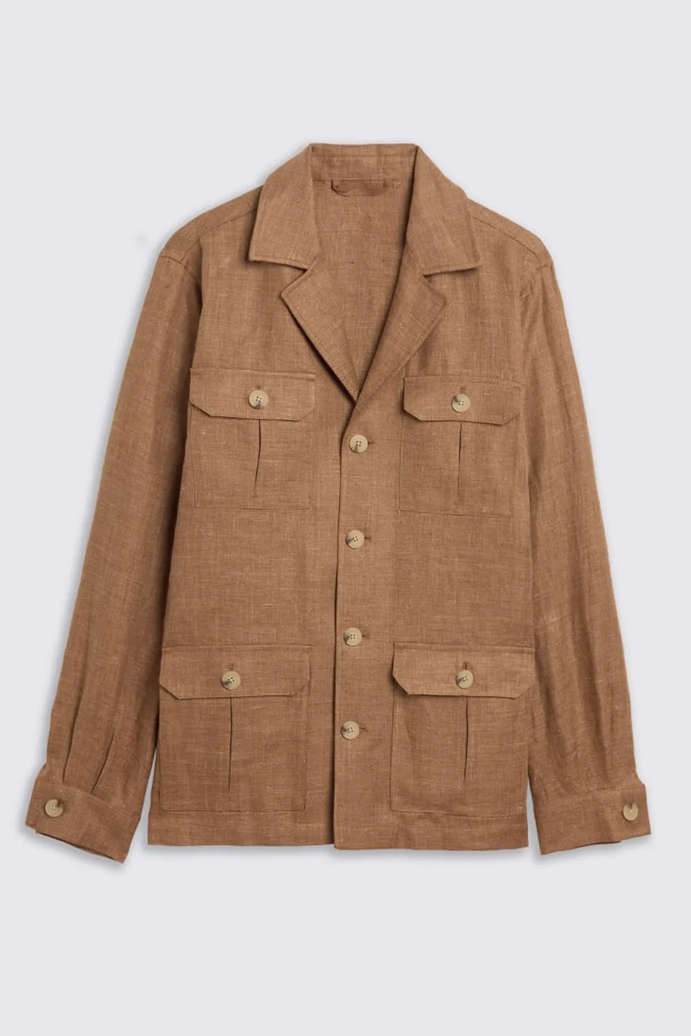 Linen Pleated Jacket with Neutral Textured Colors