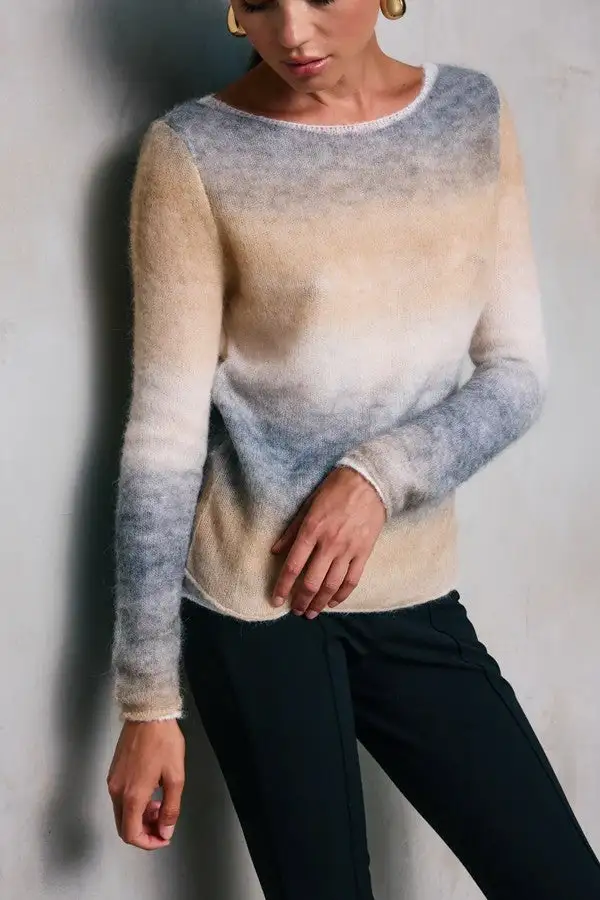 Women's Gradient Ombre Crew Neck Sweater