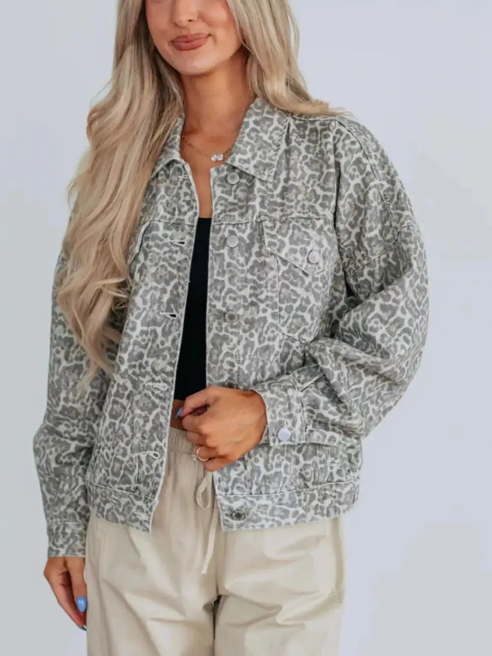 Leopard Button Up Jacket