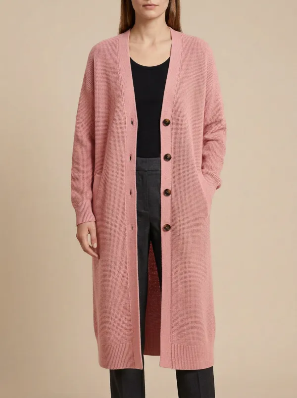 Women's Everyday Waffle Textured Minimal Knit Cardigan