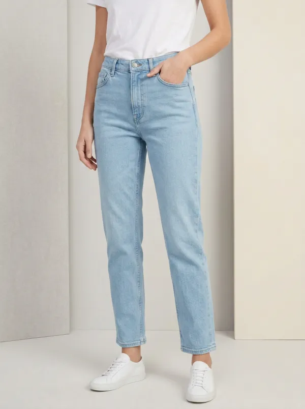 High-Rise Vintage-Wash Classic Women's Straight-Leg Jeans