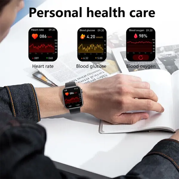 Blood Sugar Blood Pressure Heart Rate Blood oxygen Sleep Monitoring Waterproof Smartwatch | Carelders F57