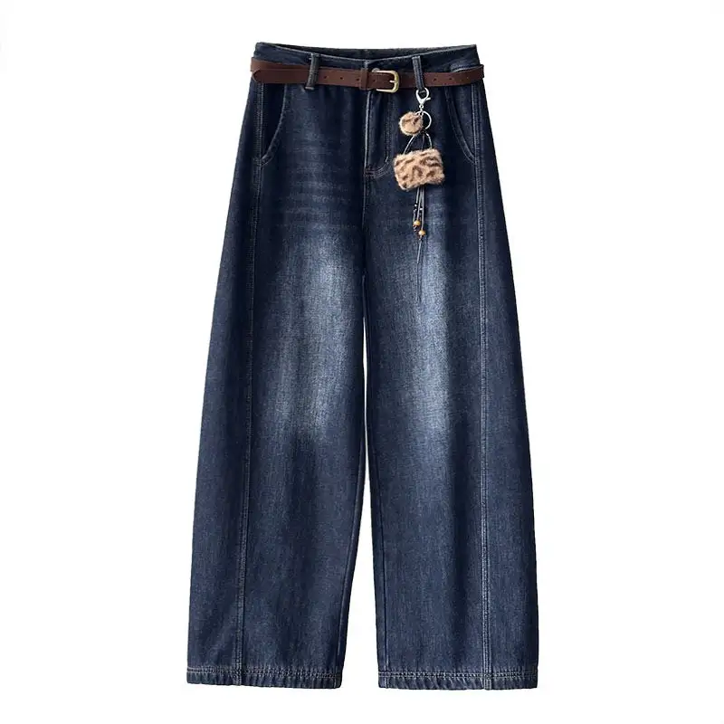 Contemporary Fleece Lined Thick Casual Slightly Curved Jeans