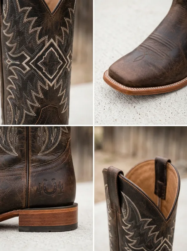 Men's Western Cowboy Horseshoe Embroidered Printed Western Boots