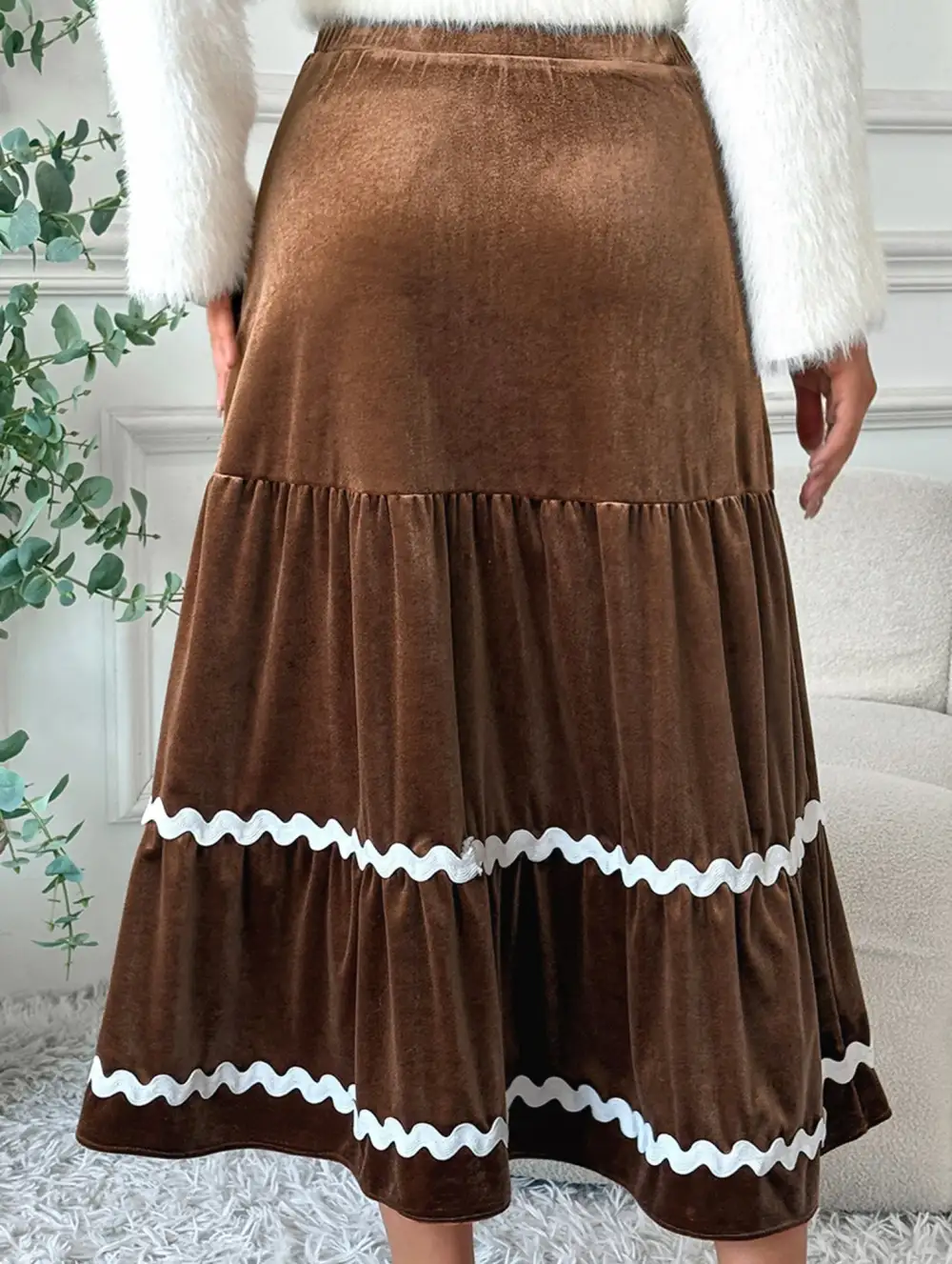 Velvet Swing Midi Skirt