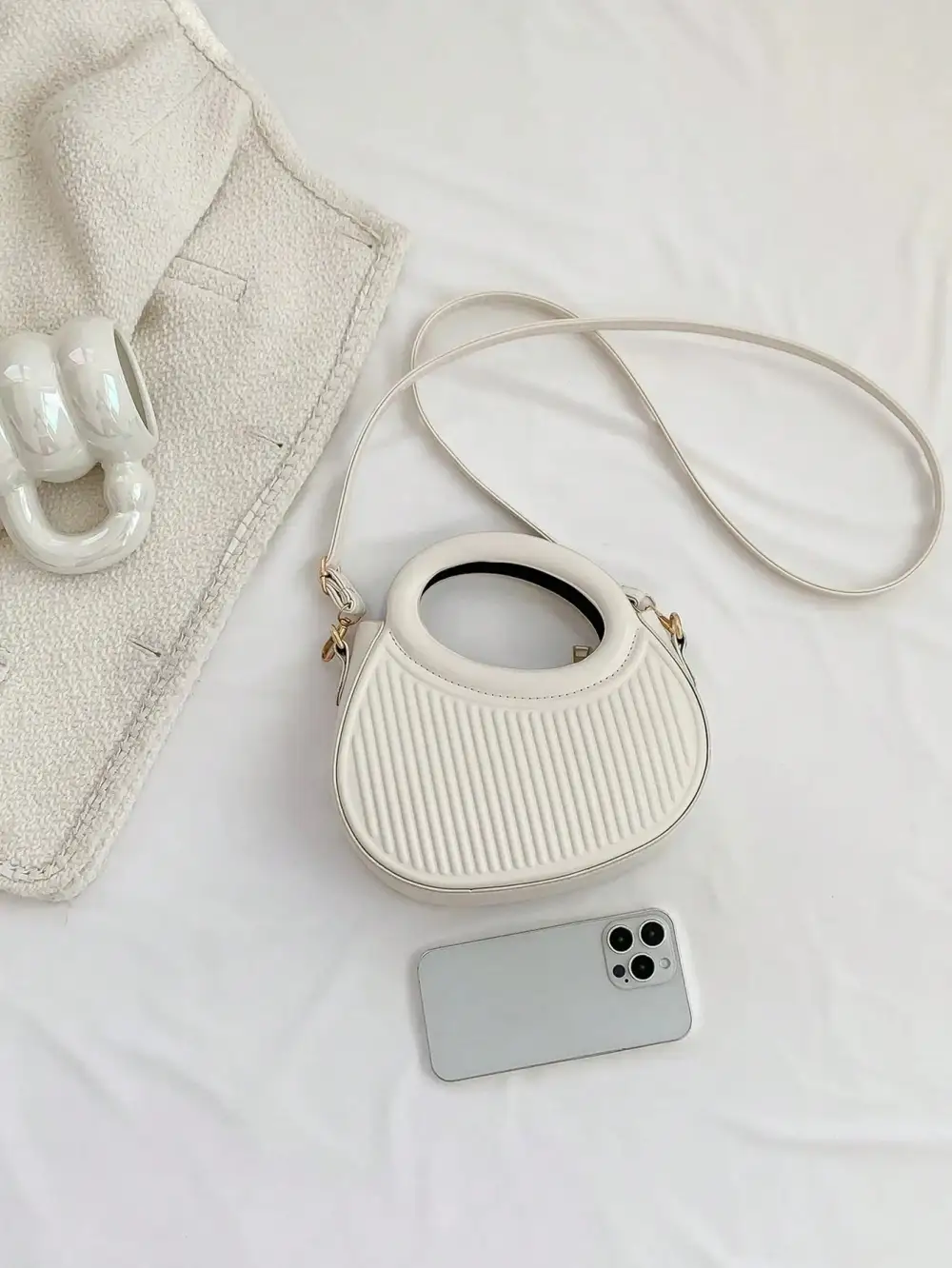 Circular Polyester Shoulder Bag Round Hard Body Chic