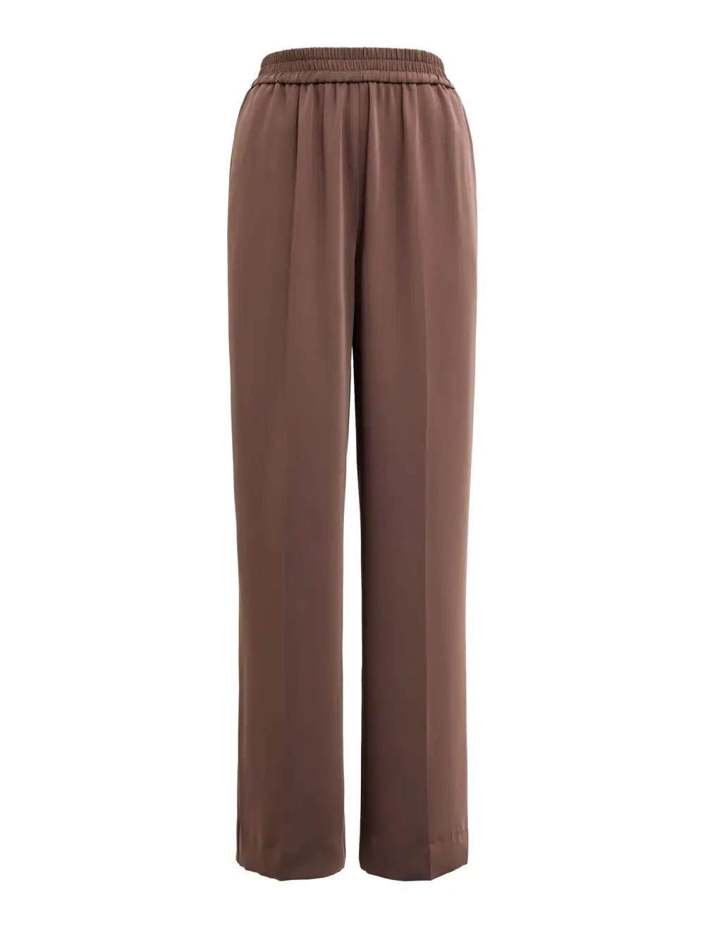 Dusty Brown Elastic Waist Wide Leg Pants
