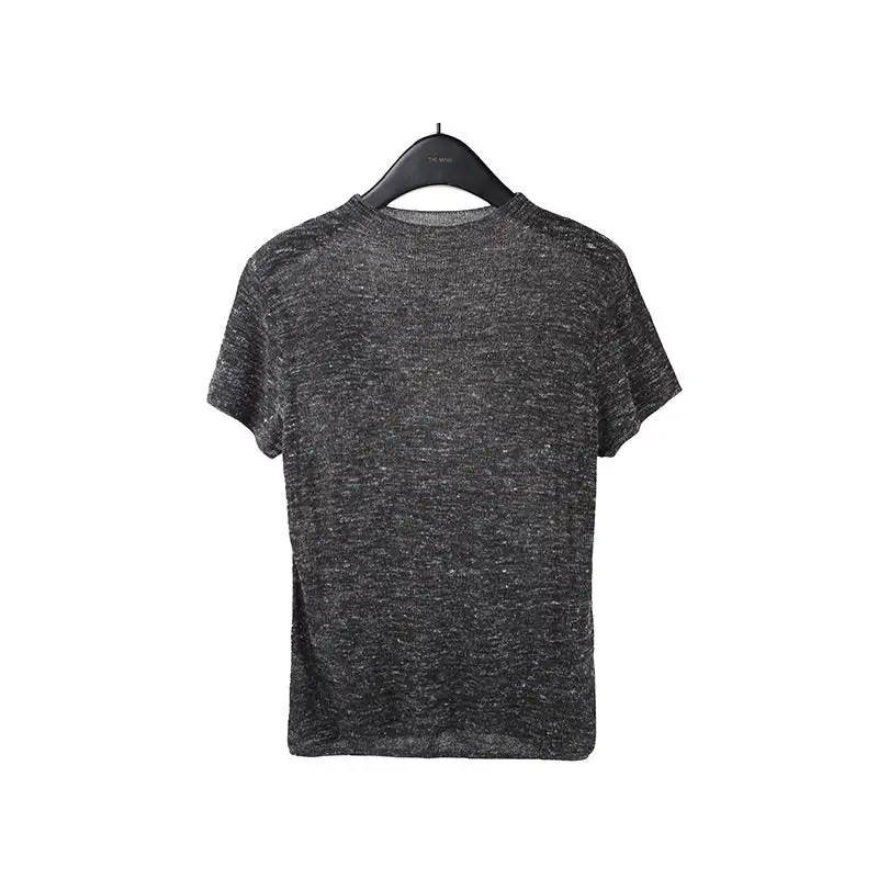 Modern Semi High Neck Knit Short Sleeve T-Shirt