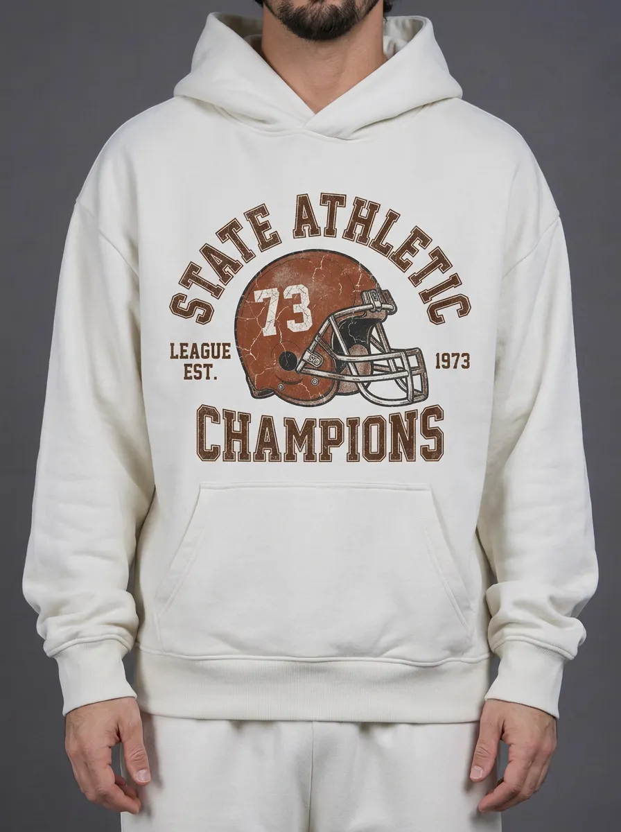 Men's American Football State Athletic Helmet Printed Hoodie