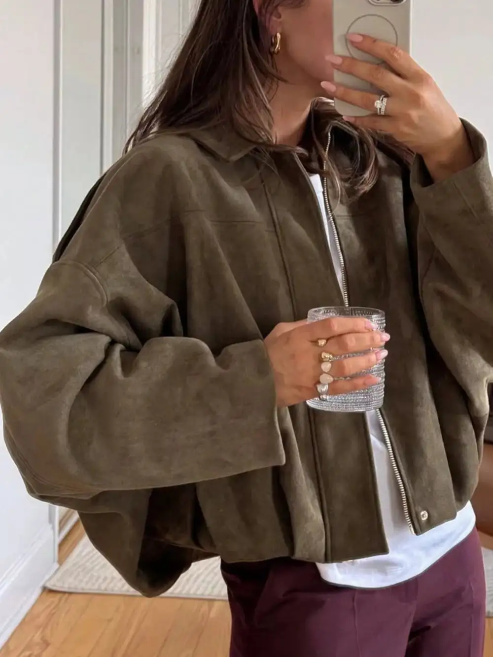 Zip Up Oversized Jacket Effortless Outfit Layer