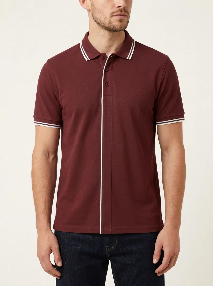 Men's Classic Comfort Striped Collar Polo Shirt