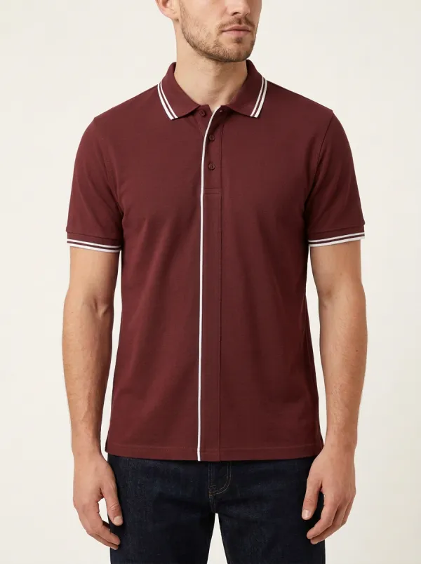 Men's Classic Comfort Striped Collar Polo Shirt