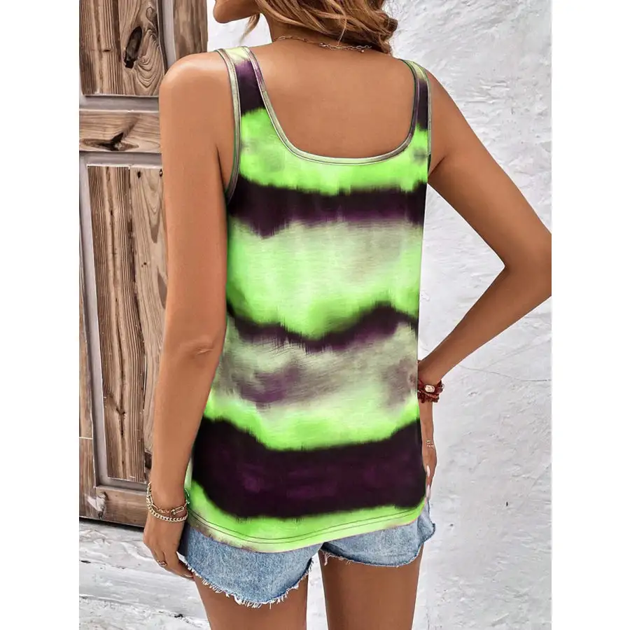 Tie Dye Scoop Neck Wide Strap Tank