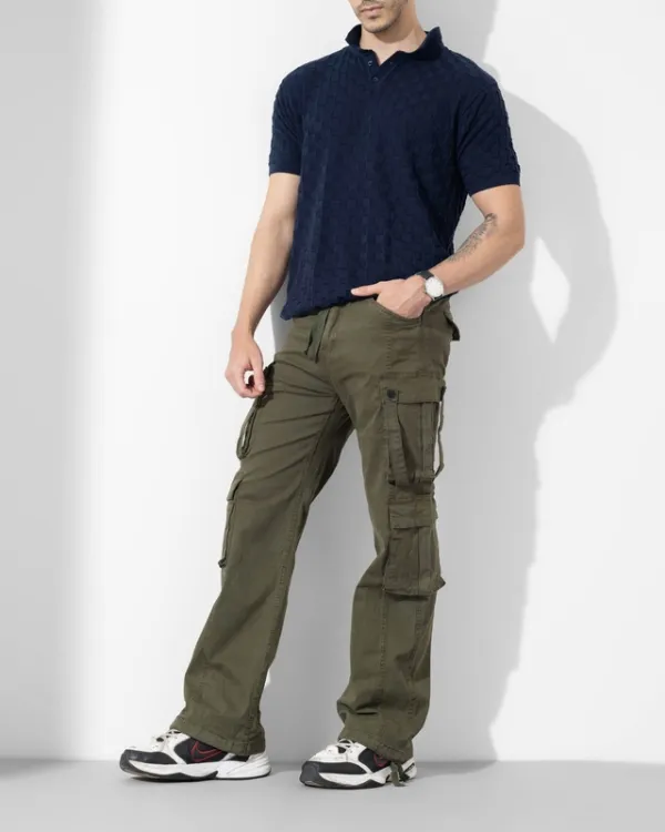 Olive Green Drawstring Cargo Pants