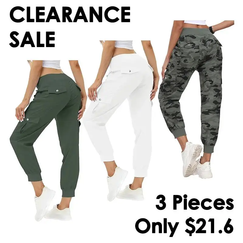 Women's Lightweight Hiking Cargo Pant Elastic Waist 6 Pockets Quick Dry Jogger