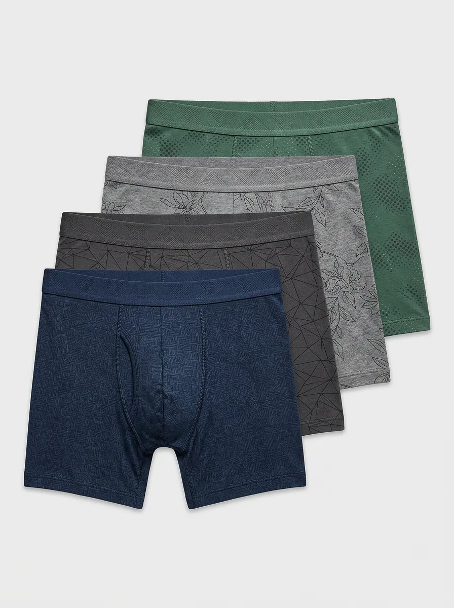 Streetwear Geometric Floral Collection Men's Four Pack Boxer Briefs