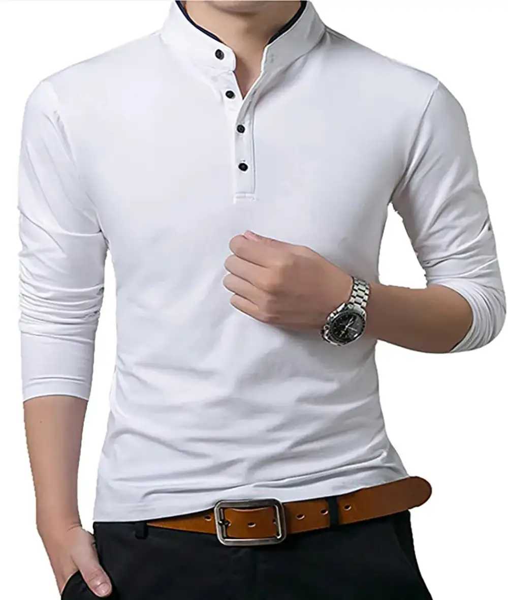 Refined Mandarin Collar Grandad Collar Polo Collar Polo Shirt