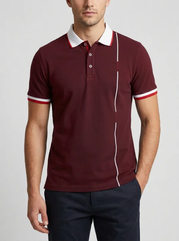 Men's Modern Relaxed Fit Vertical Stripe Printed Polo Shirt