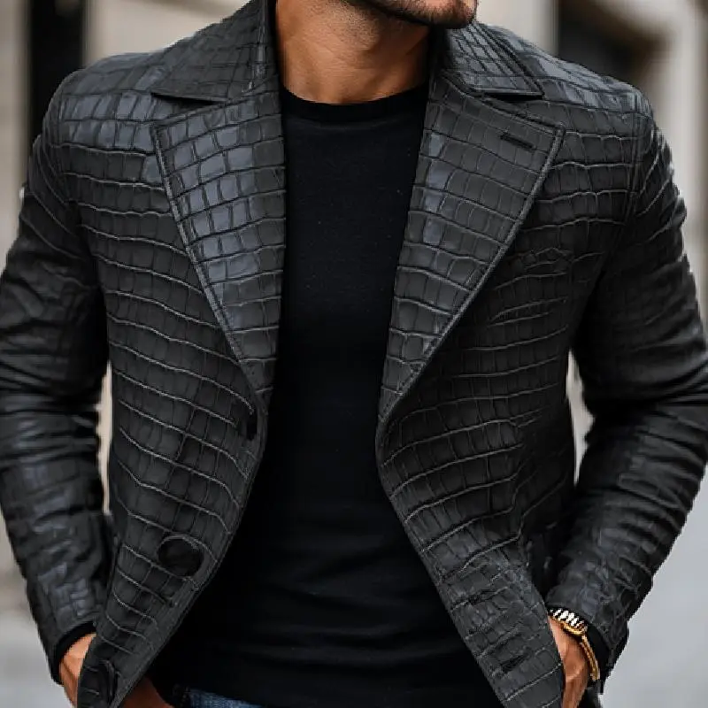 Textured Leather Blazer