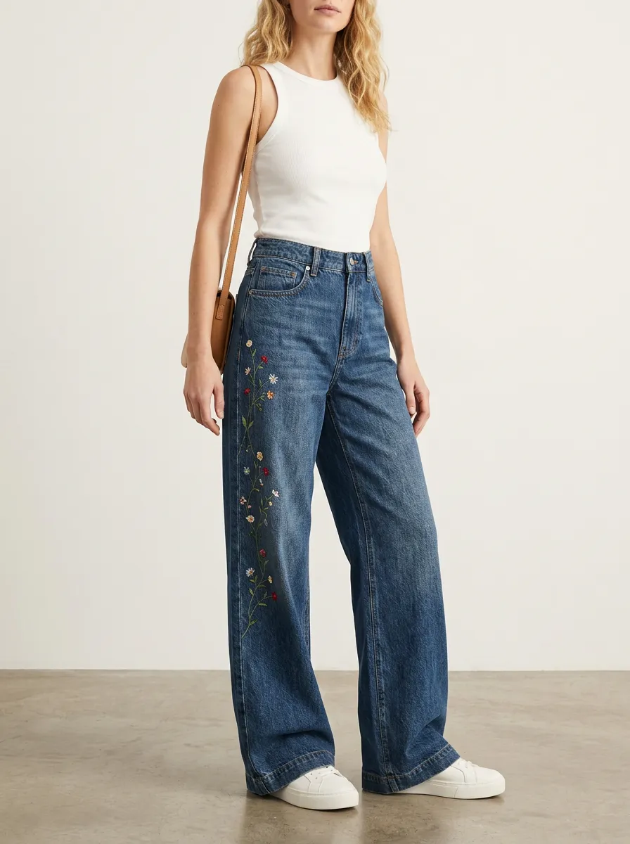 Women's Wide Leg Casual Denim Jeans