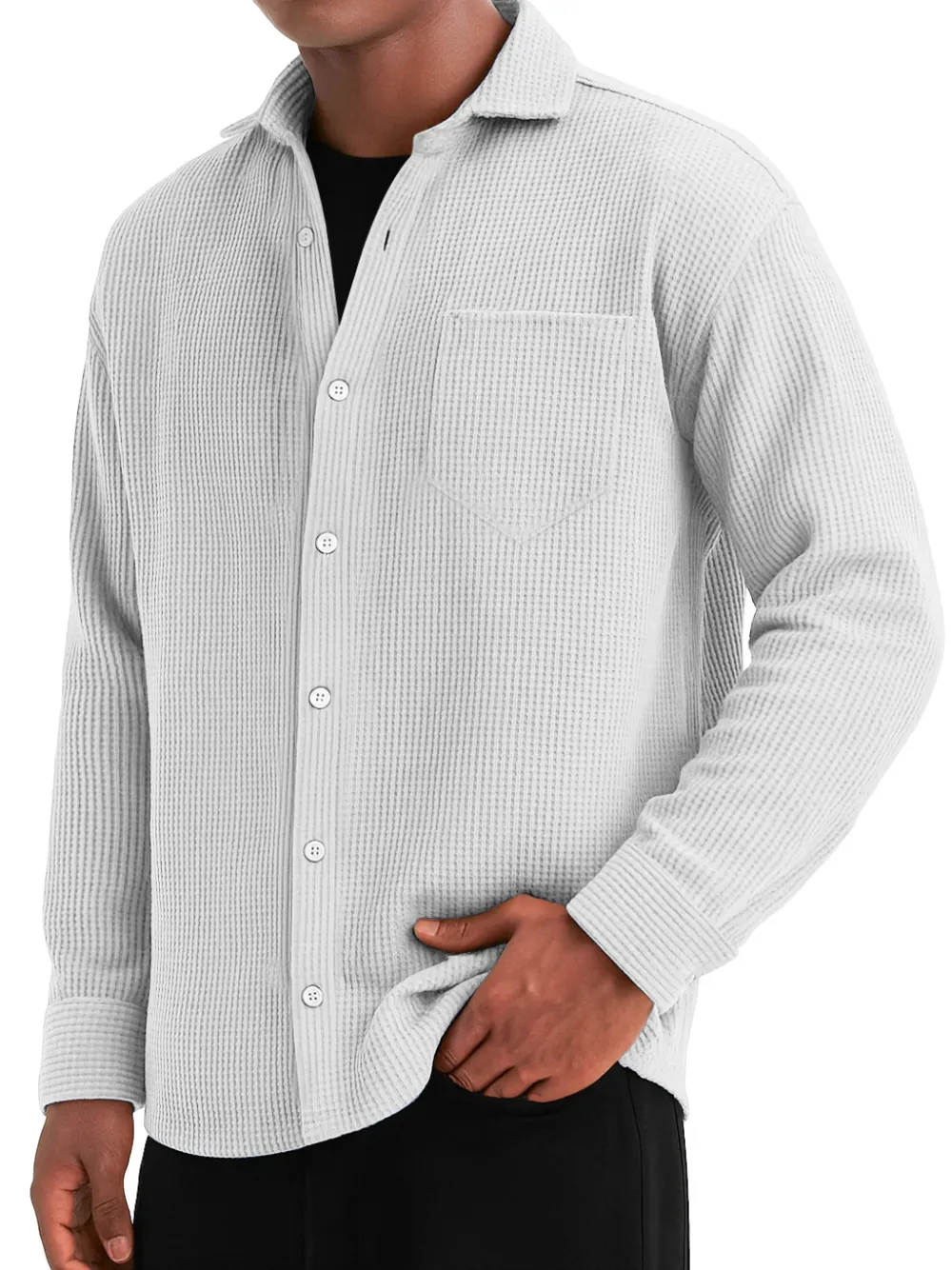 Comfort Fit Textured Knit Pocket Shirt