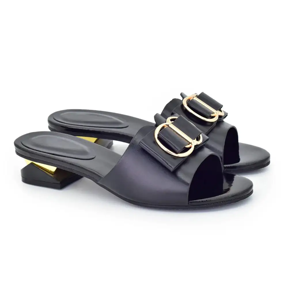 Round Toe Slingback Slip On Block Heel Slides