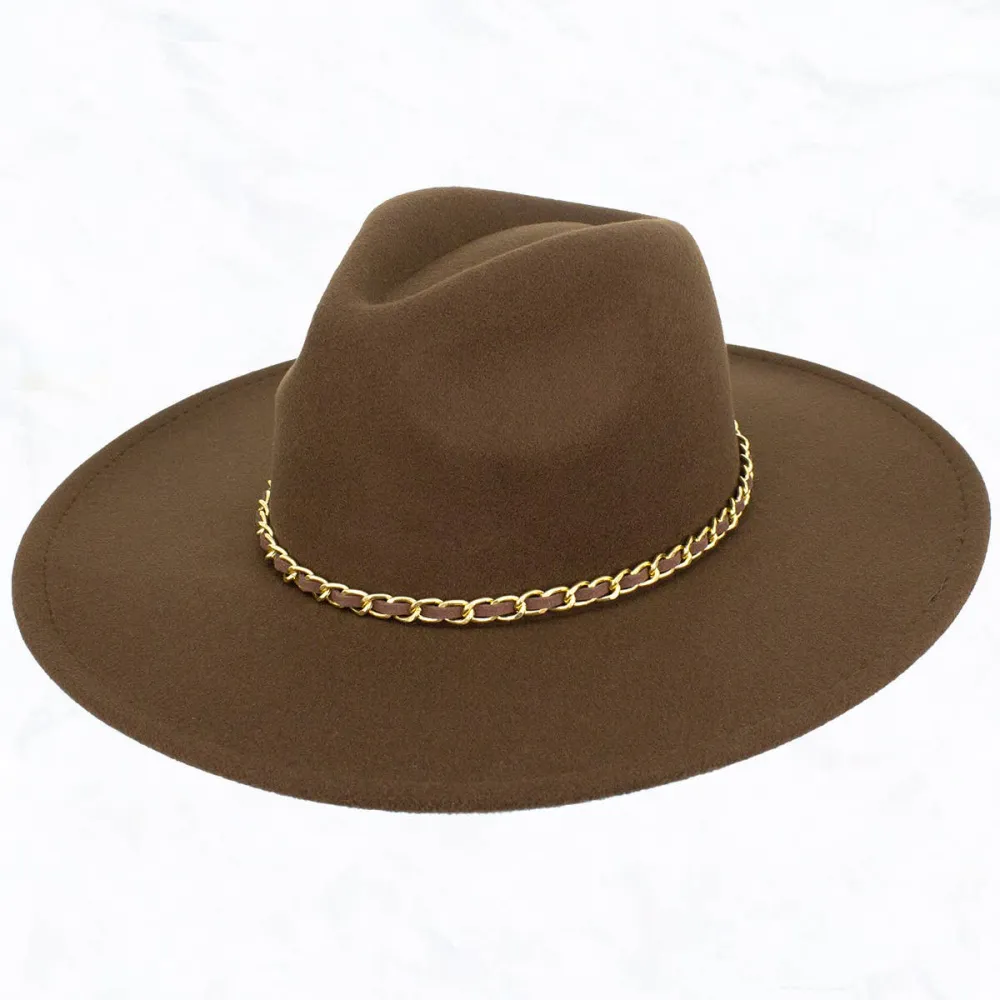 Camel Chain Big Brim Peach Heart Top Hat