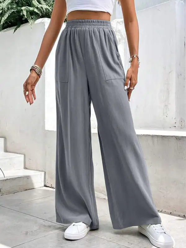 Mid Waist Straight Loose Sports Clean Pants