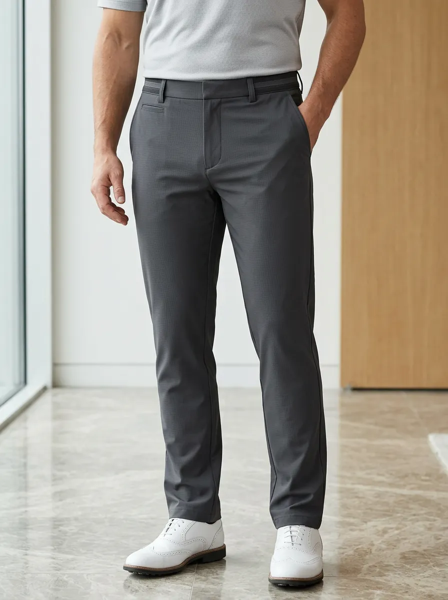 Modern Men'S Golf Lover Textured Performance Trousers