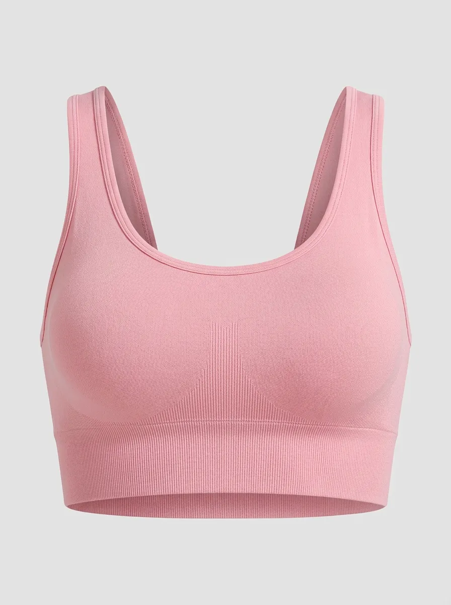Women's Scoop-Neck Reinforced-Trim Ribbed Sports Bra