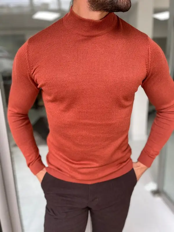 Classic Polished Slim Fit Cotton Turtleneck Sweater