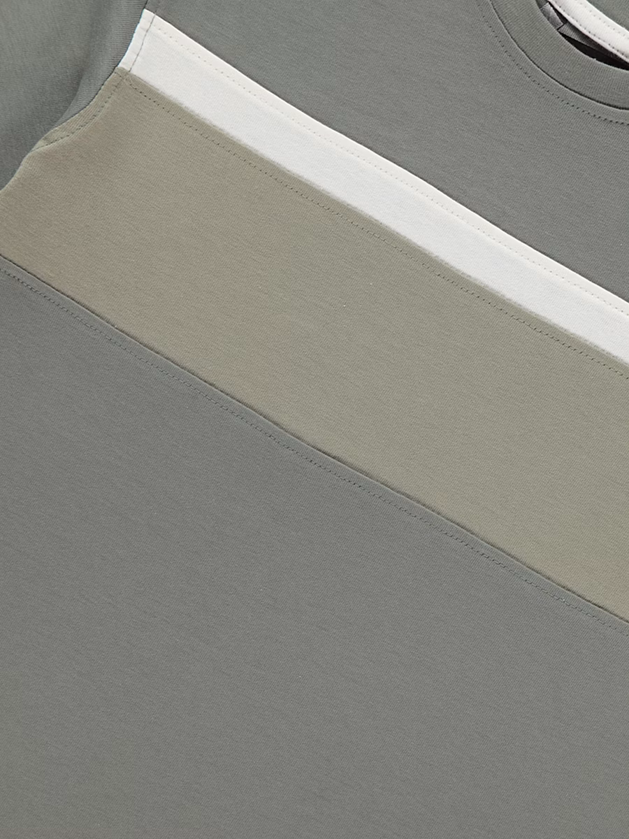 Khaki Colour Block T Shirt detail 1