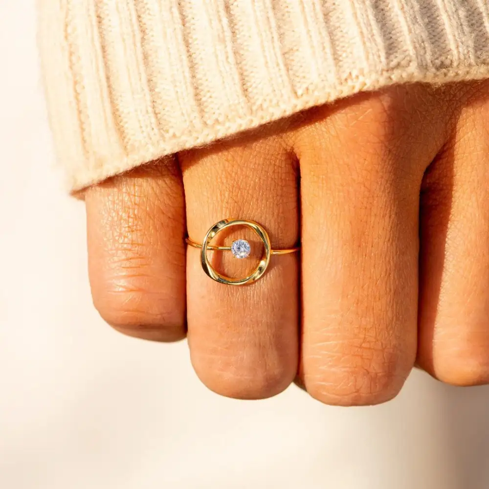 Round Stone Adjustable Ring