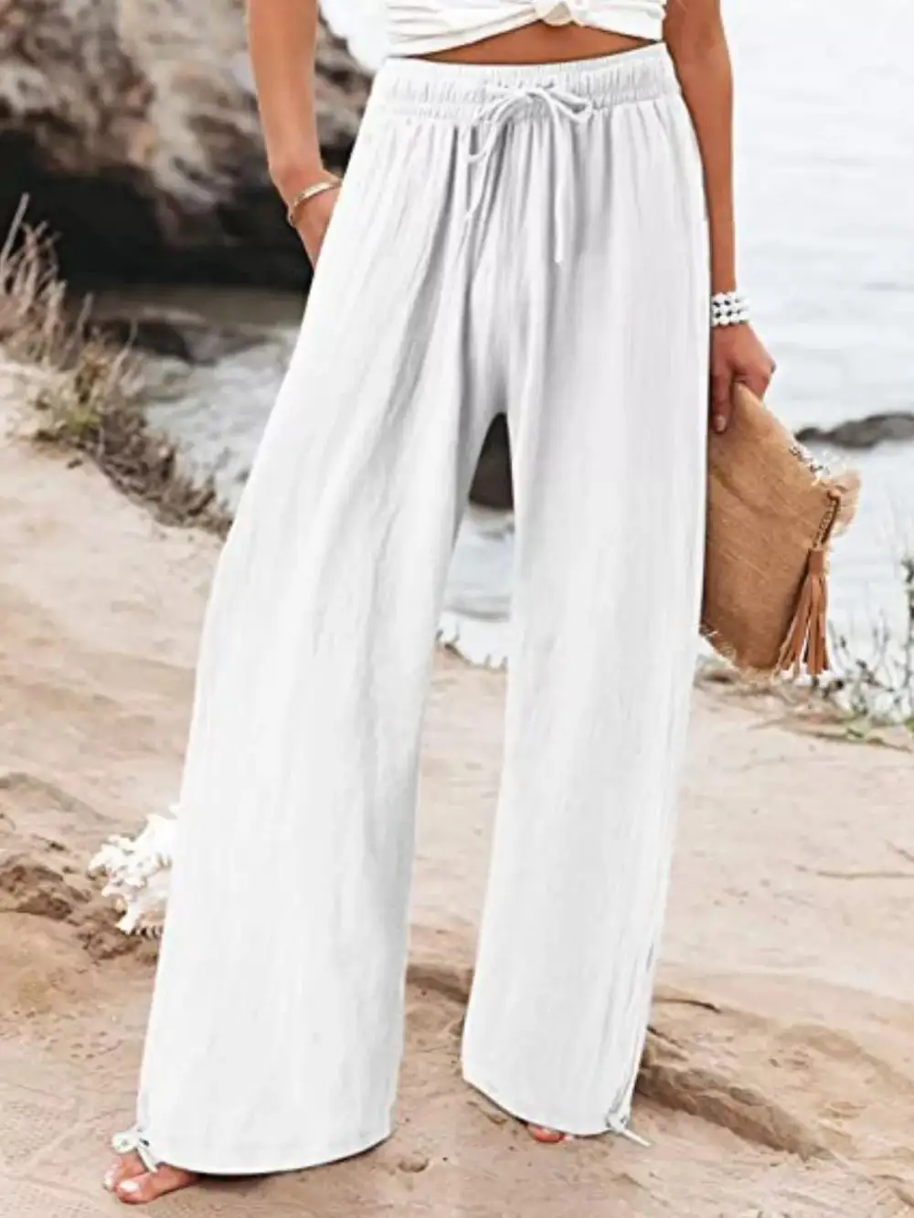 Full Size Wide Leg Pants with Drawstring Waist Plus