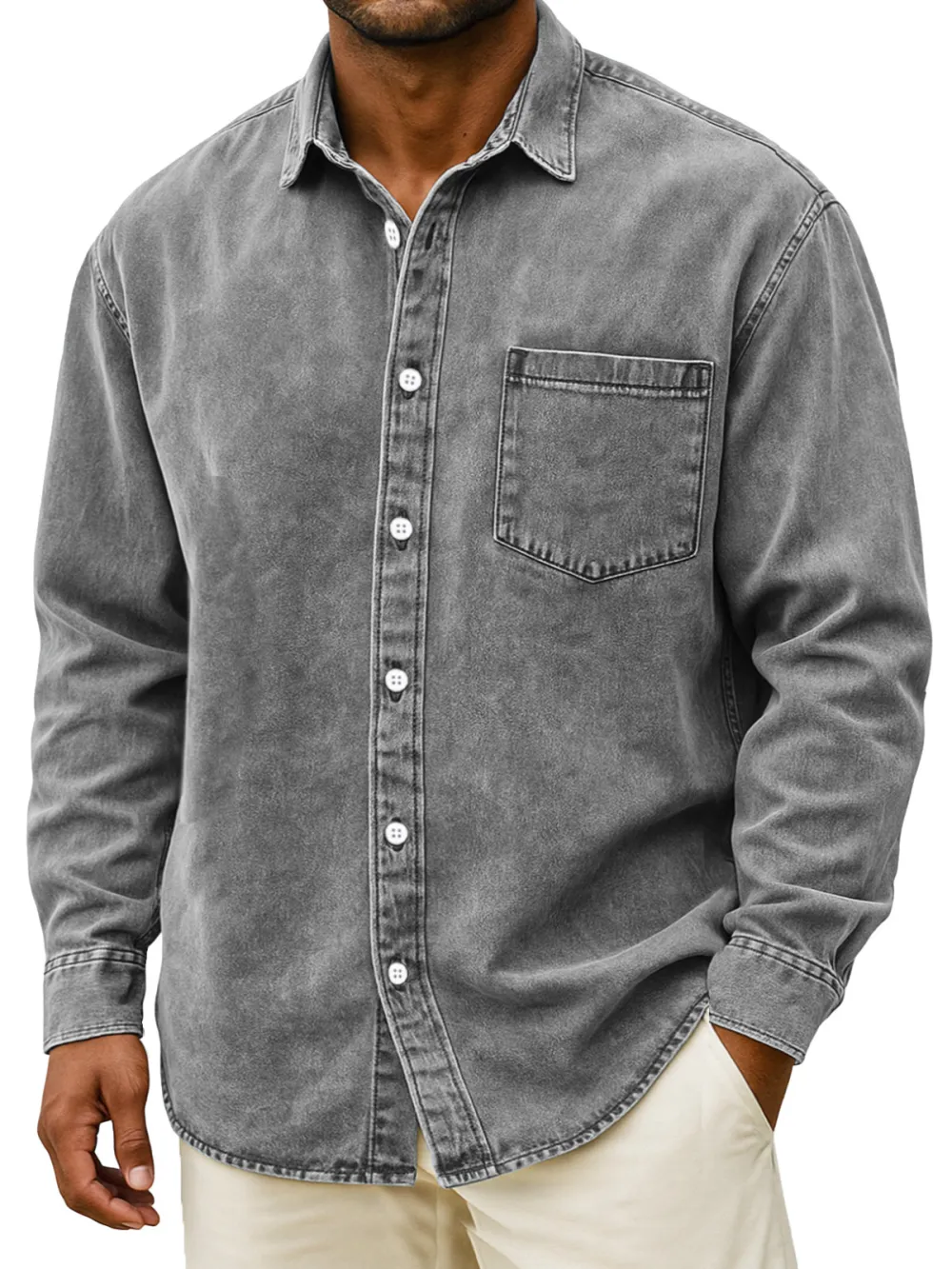 Tailored Long Sleeve Button Front Shirt