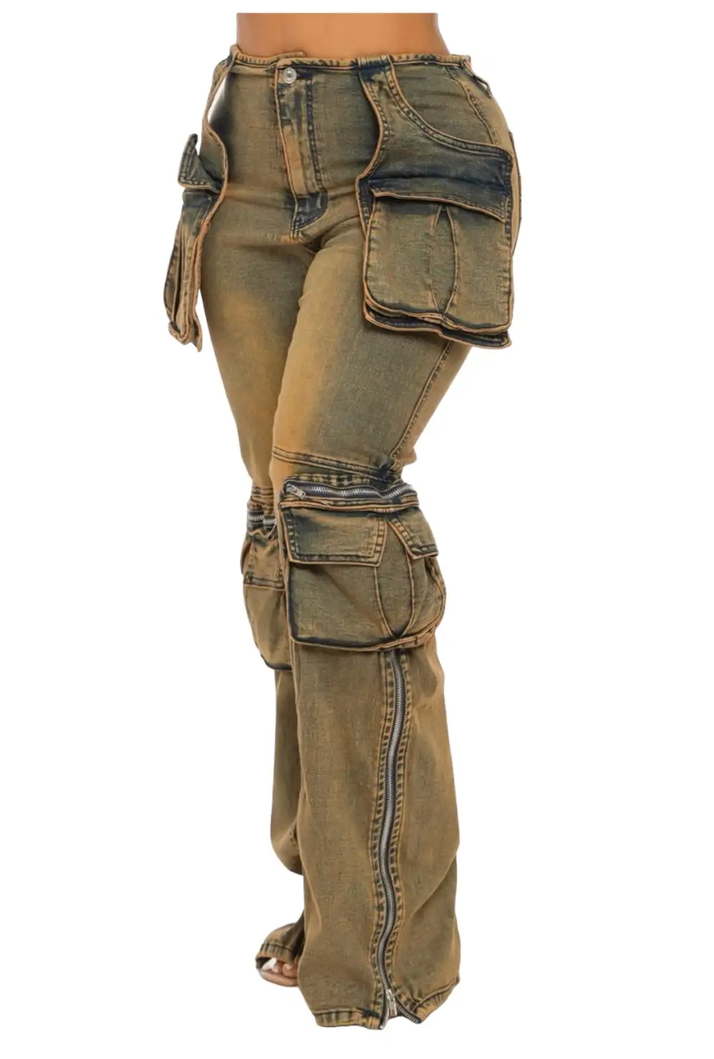 Acid-Wash Utility Cargo Pants